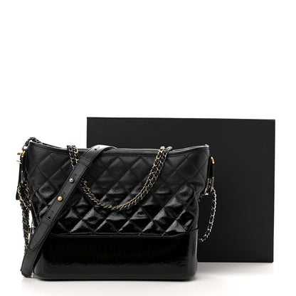 Chanel Patent Goatskin Quilted Medium Gabrielle Hobo Black 11 of 11