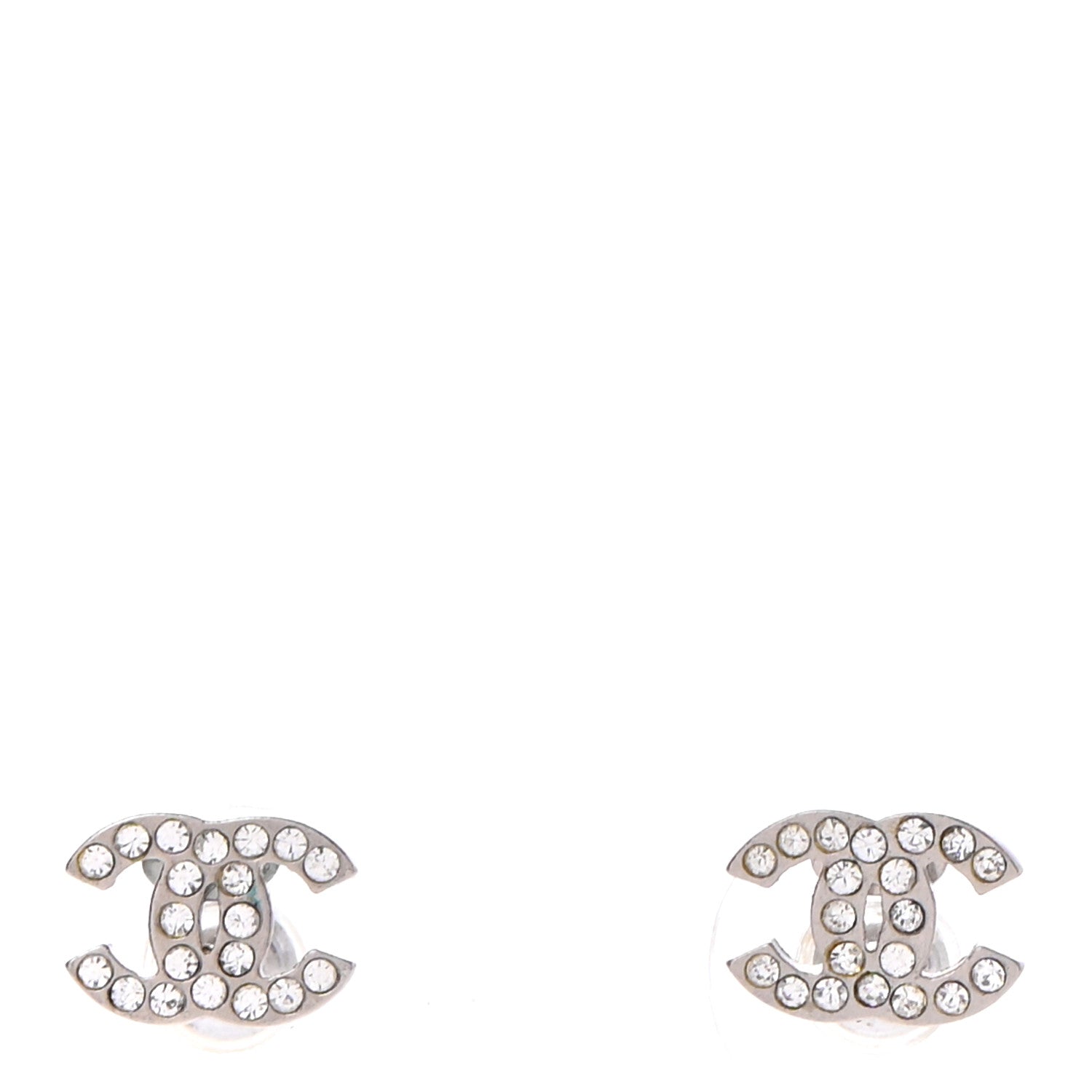 Chanel Crystal Mini Timeless CC Earrings Silver 1 of 4
