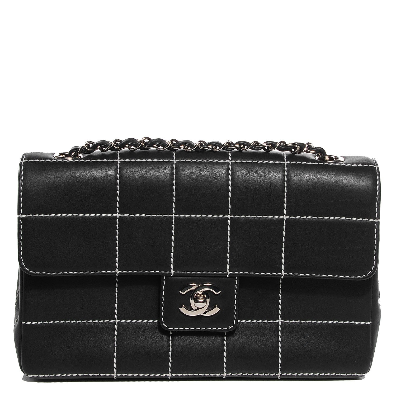 Chanel Lambskin Contrast Stitched Small Single Flap Black 1 of 8