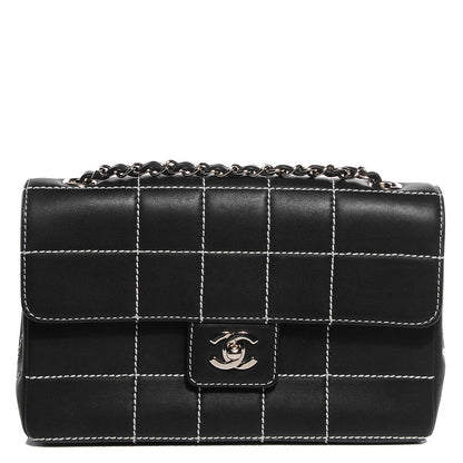 Chanel Lambskin Contrast Stitched Small Single Flap Black 1 of 8