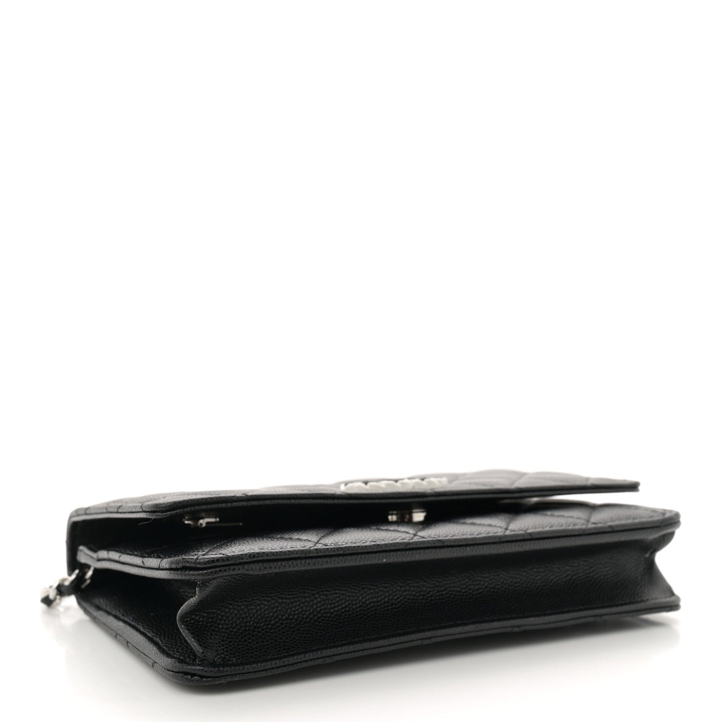 Caviar Quilted Chanel 19 Wallet On Chain WOC Black White