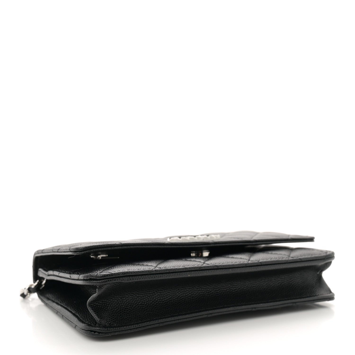 Chanel Caviar Quilted Chanel 19 Wallet On Chain WOC Black White 4 of 12