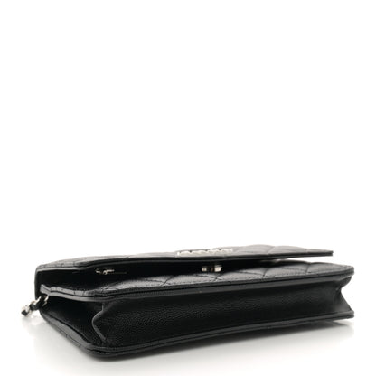 Chanel Caviar Quilted Chanel 19 Wallet On Chain WOC Black White 4 of 12