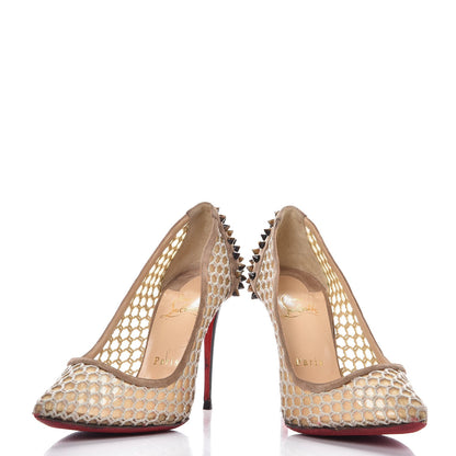 Christian Louboutin Fishnet Mesh Suede Guni 100 Spiked Pumps 39 5 of 14