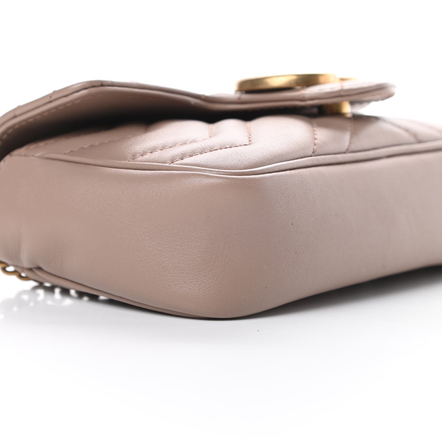 Gucci Calfskin Matelasse Super Mini GG Marmont Shoulder Bag Porcelain Rose 9 of 11