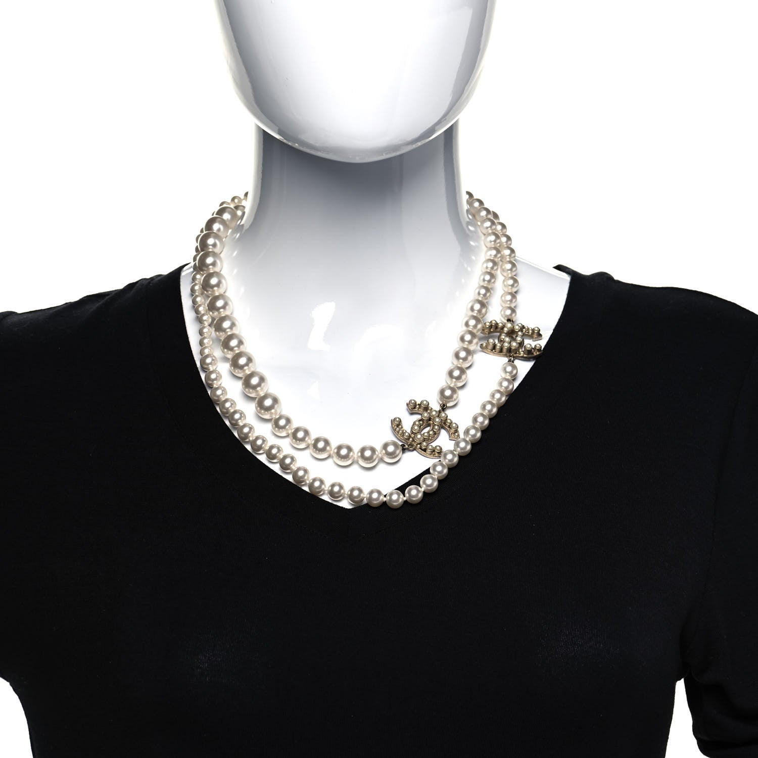Chanel Pearl CC 100th Anniversary Necklace Light Gold 2 of 4