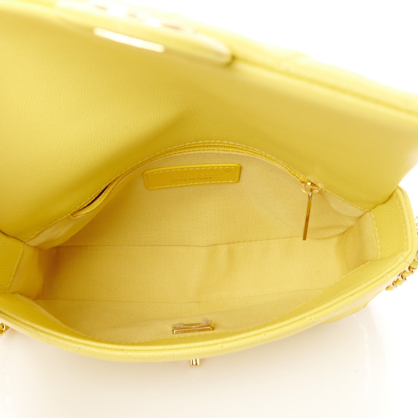 Caviar Quilted Mini CC You Flap Yellow