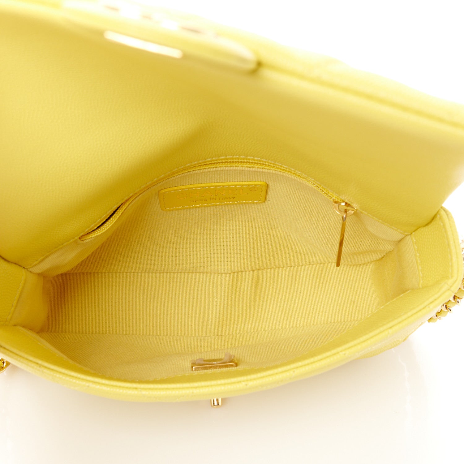 Chanel Caviar Quilted Mini CC You Flap Yellow 5 of 12