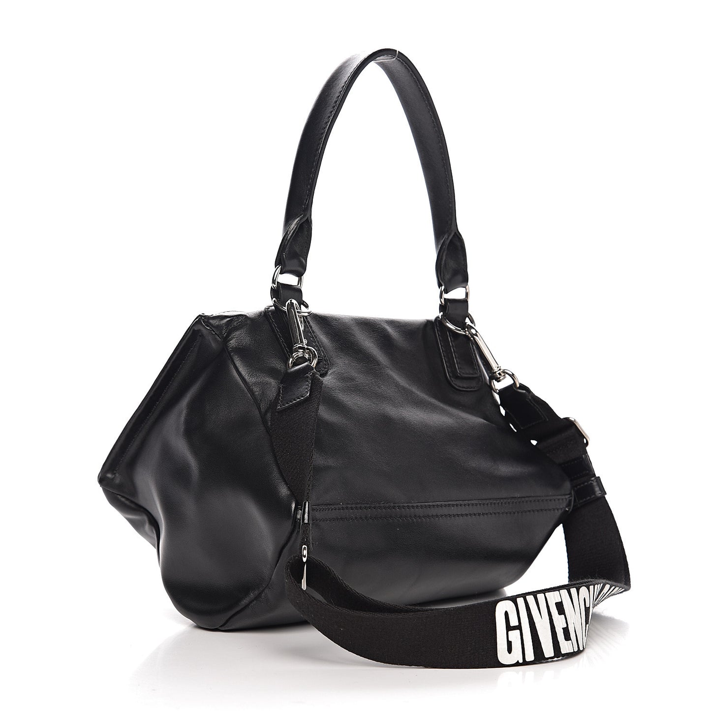 Calfskin Medium Pandora Logo Strap Black