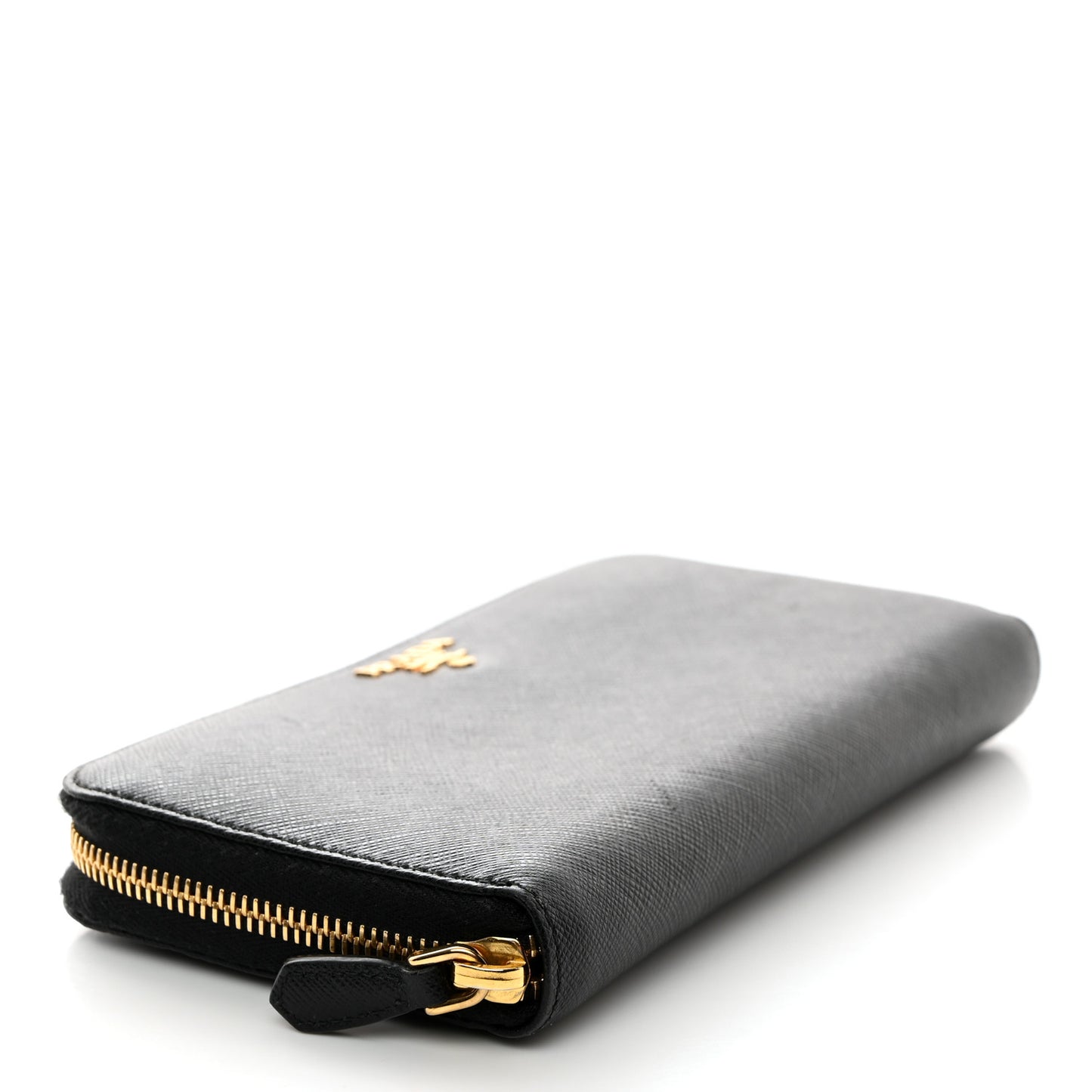 Saffiano Metal Zip Around Wallet Black