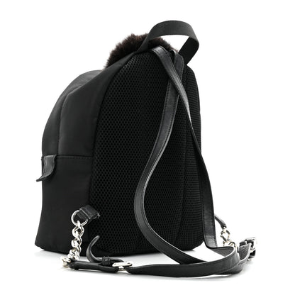 Fendi Nylon Vitello Dolce Goat Fox Fur Crocodile Monster Eyes Mini Backpack Black Sunflower 2 of 11