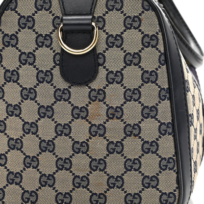Gucci Monogram Vintage Web Medium Boston Gold Navy 15 of 15