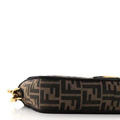 Fendi Fabric Jacquard FF 1974 Medium Baguette Tobacco Moro Black 8 of 9