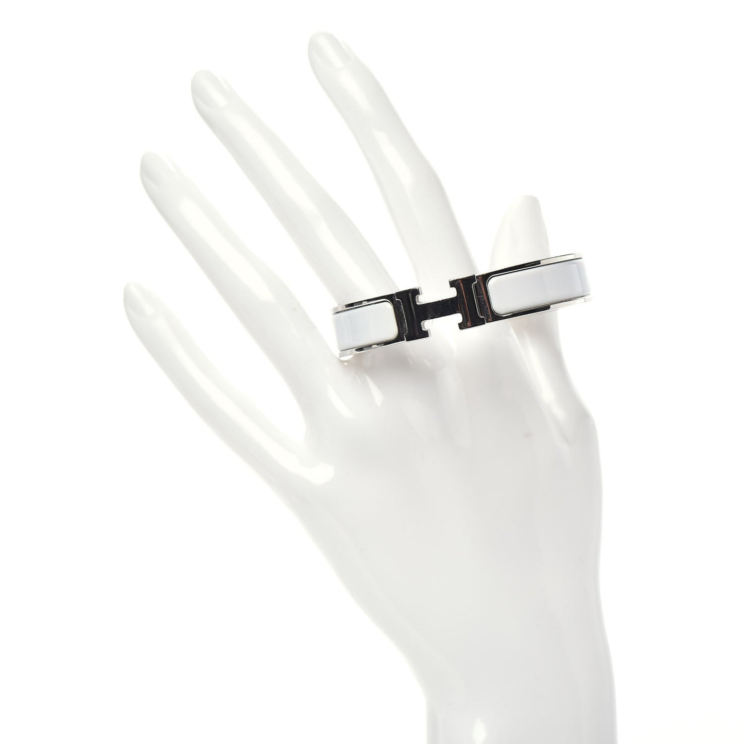 Enamel Narrow Clic Clac H Bracelet PM White