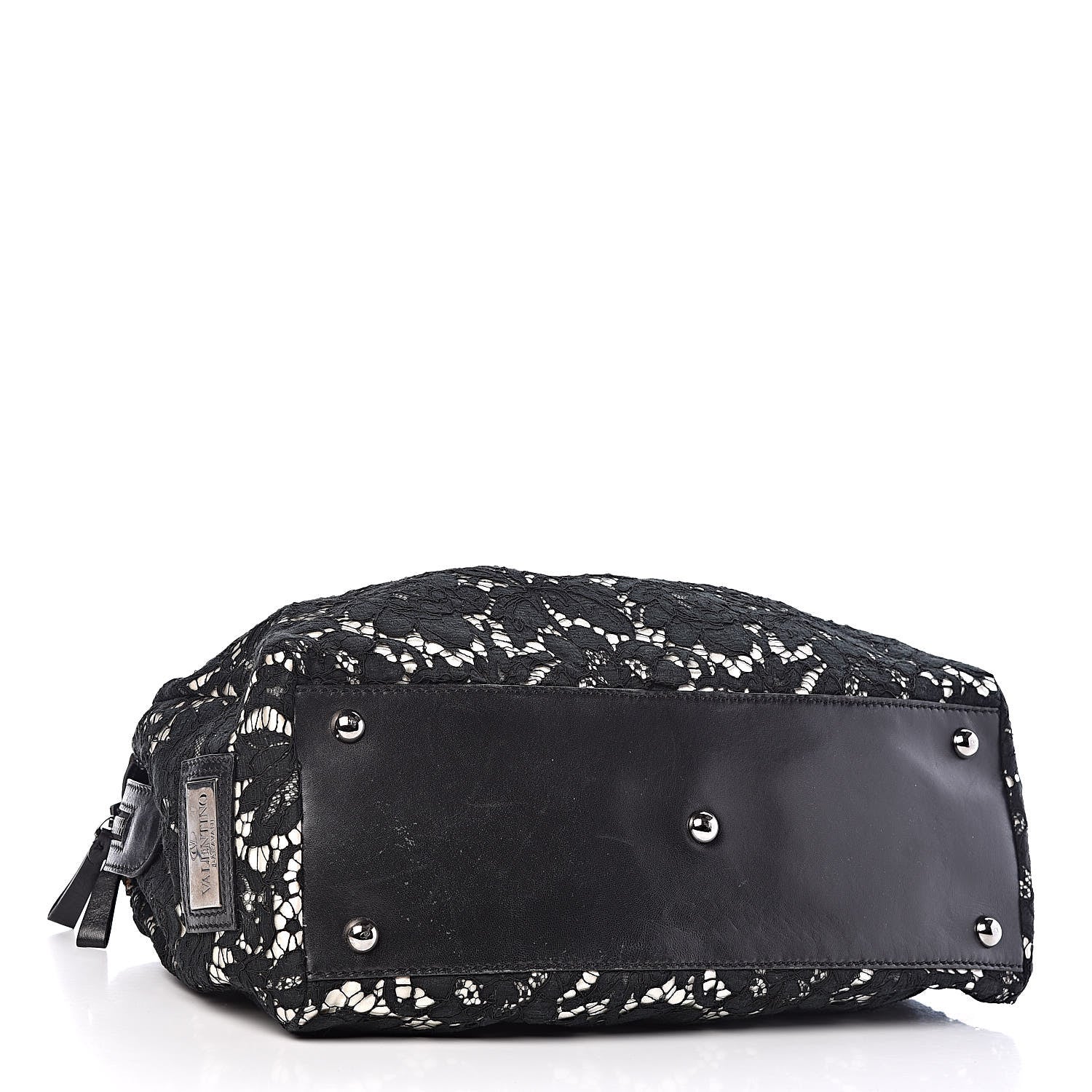 Valentino Garavani Satin Lace Satchel Black 4 of 20