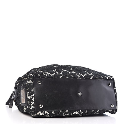 Valentino Garavani Satin Lace Satchel Black 4 of 20