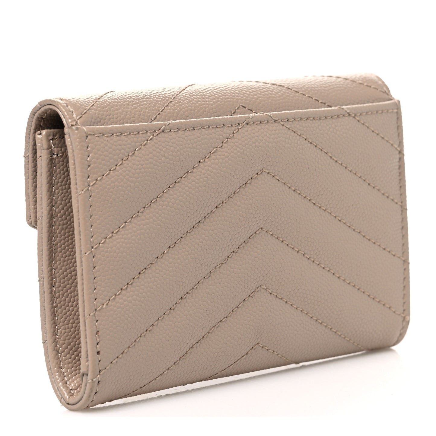 Grain De Poudre Matelasse Chevron Small Monogram Envelope Wallet Dark Beige