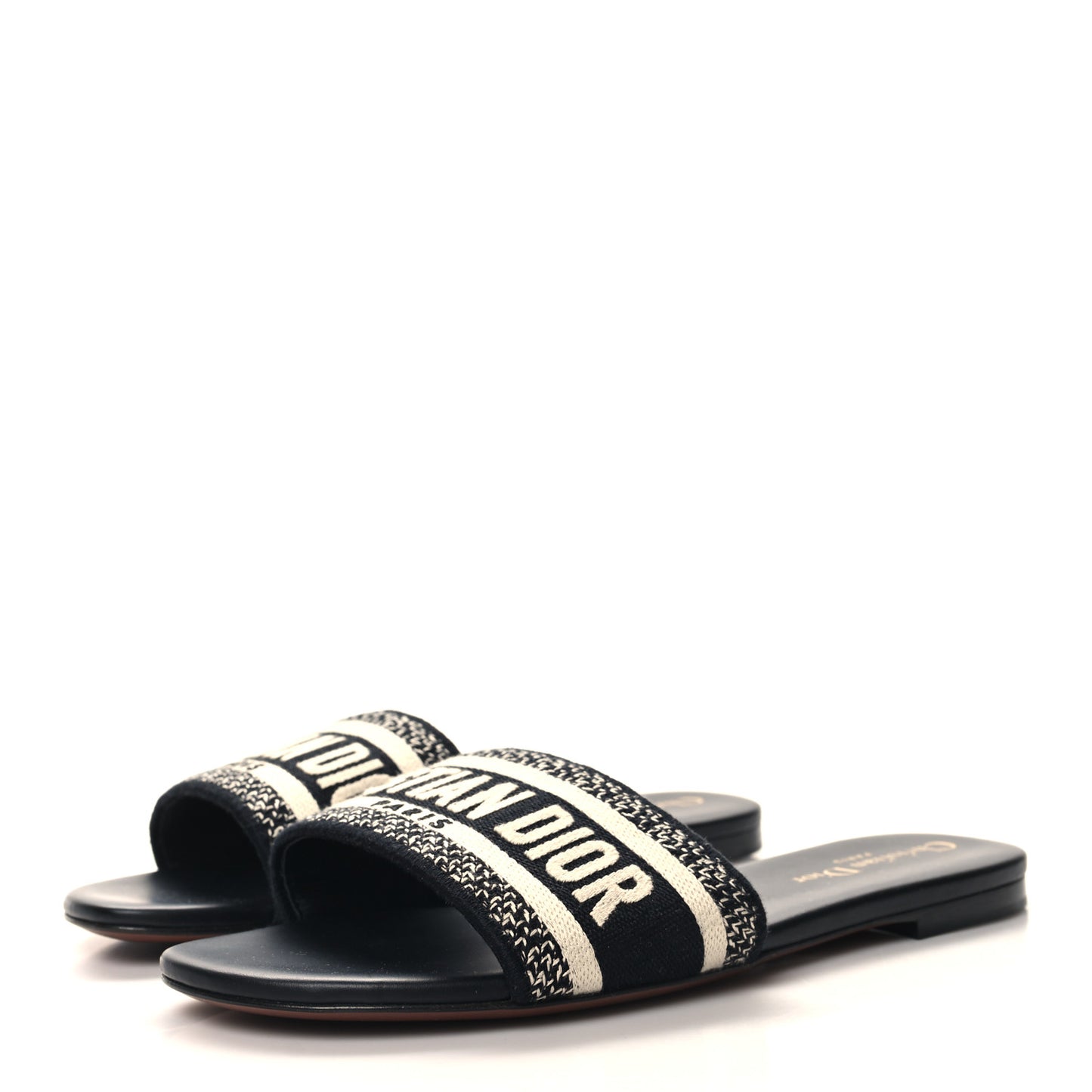 Canvas Embroidered Dway Mules Slide Sandals 37 Deep Blue
