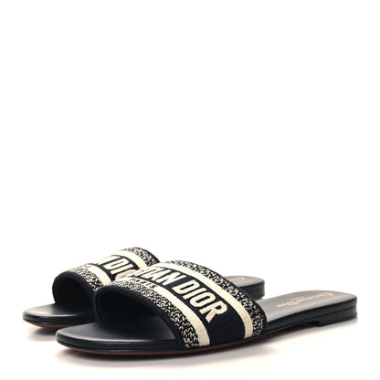 Christian Dior Canvas Embroidered Dway Mules Slide Sandals 37 Deep Blue 3 of 8