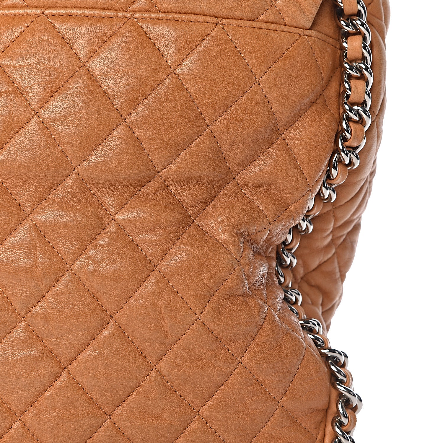 Chanel Washed Lambskin Chain Around Maxi Flap Bag Dark Beige 14 of 18