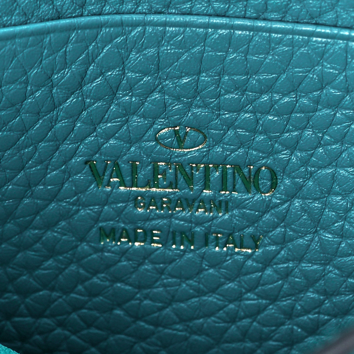 Grainy Calfskin Rockstud Crossbody Pouch Ultra Marine Green