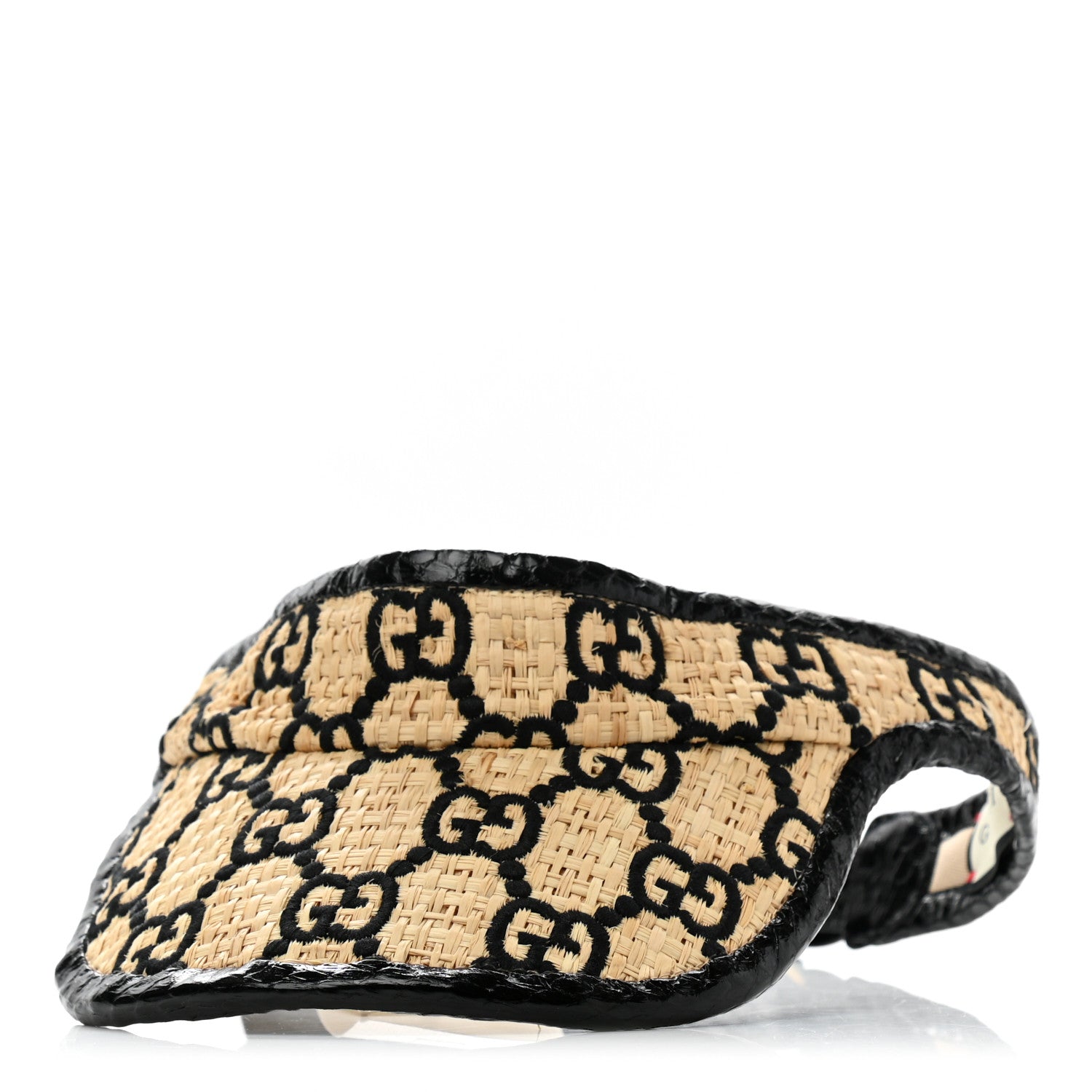 Gucci Raffia Elaphe GG Monogram Embroidered Afraa Visor M Ivory Black 1 of 10