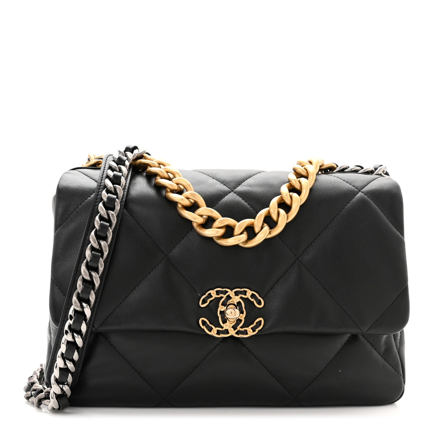 Lambskin Quilted Large Chanel 19 Flap Black