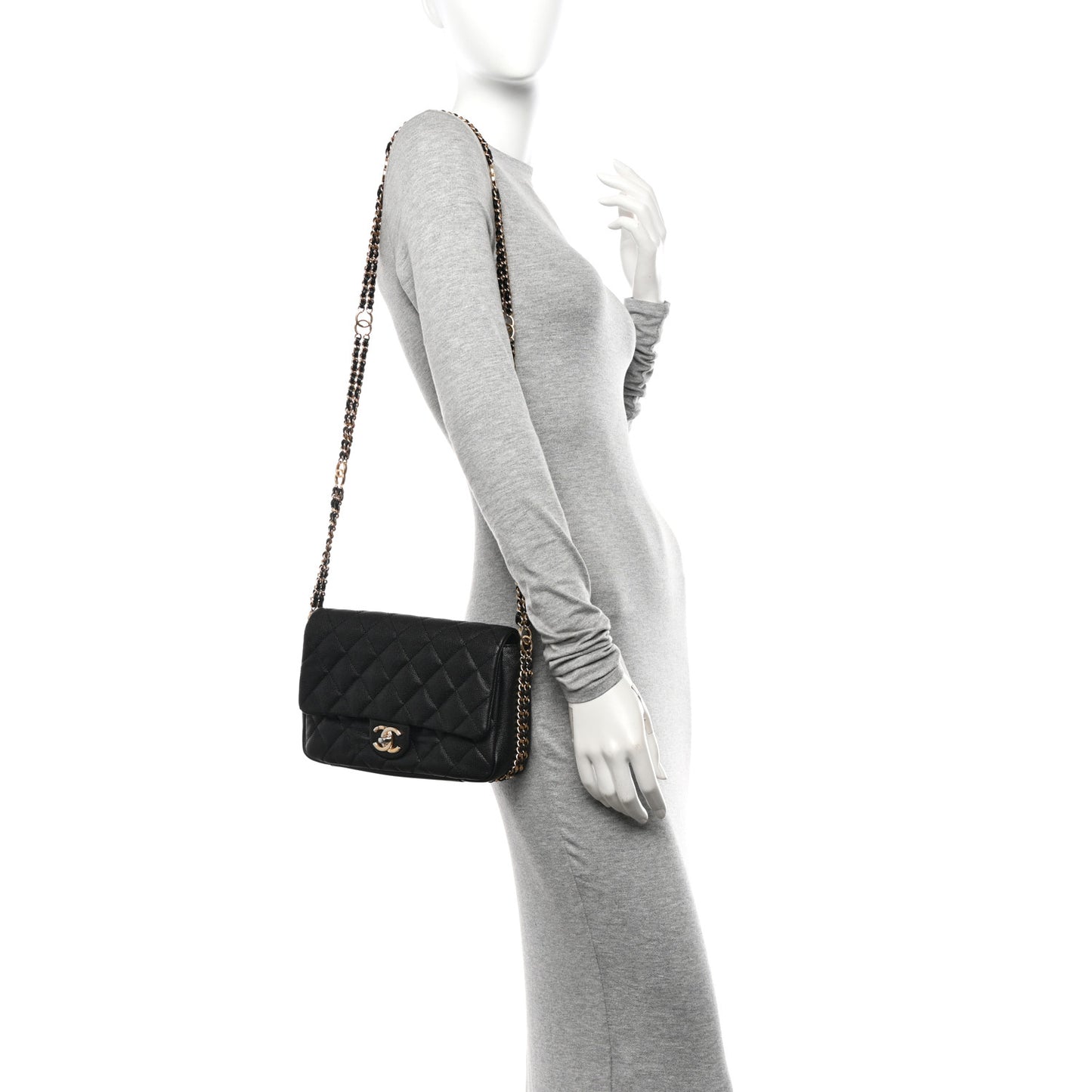 Caviar Quilted Small CC You Flap Black