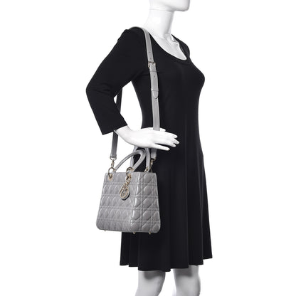 Christian Dior Pearly Lambskin Cannage Medium Lady Dior Grey 2 of 10