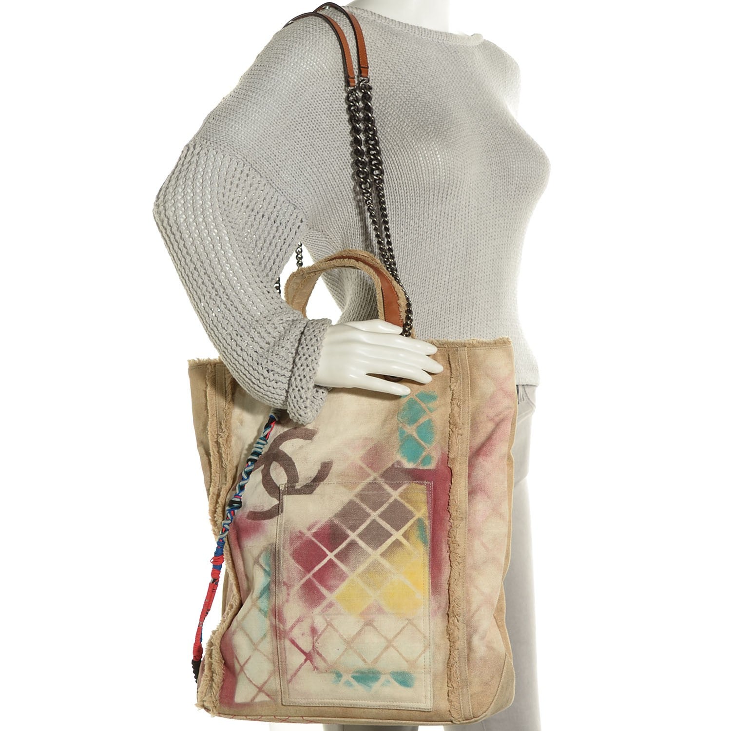 Chanel Canvas Large Graffiti Tote Beige 2 of 6