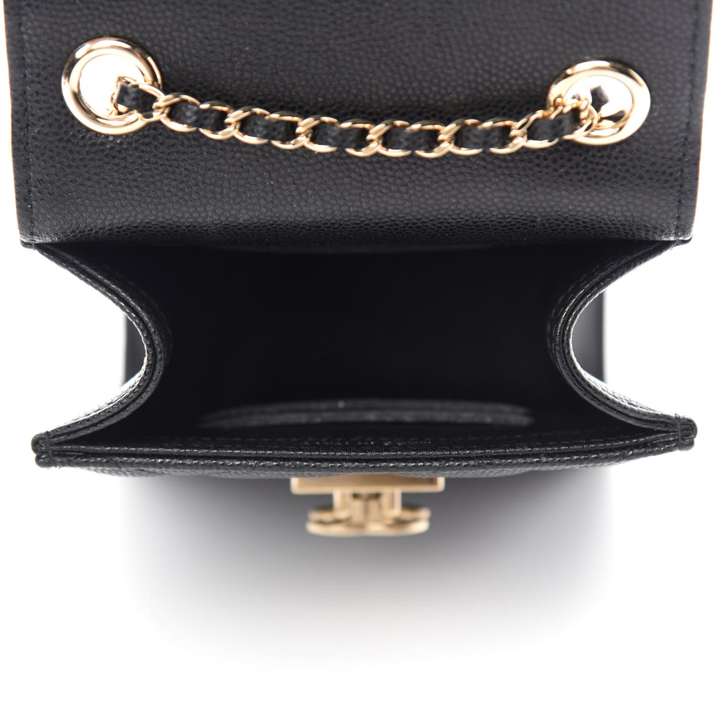 Caviar Quilted Golden Class Phone Holder Black