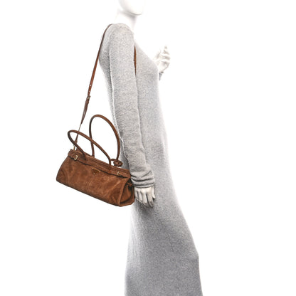 Prada Suede Triangle Medium Bonnie Shoulder Bag Cacao 2 of 10