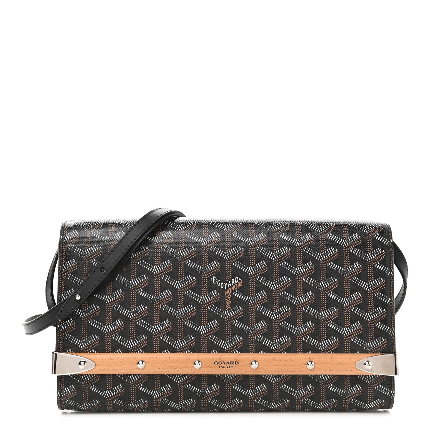 Goyardine Monte Carlo Bois Clutch With Strap Black