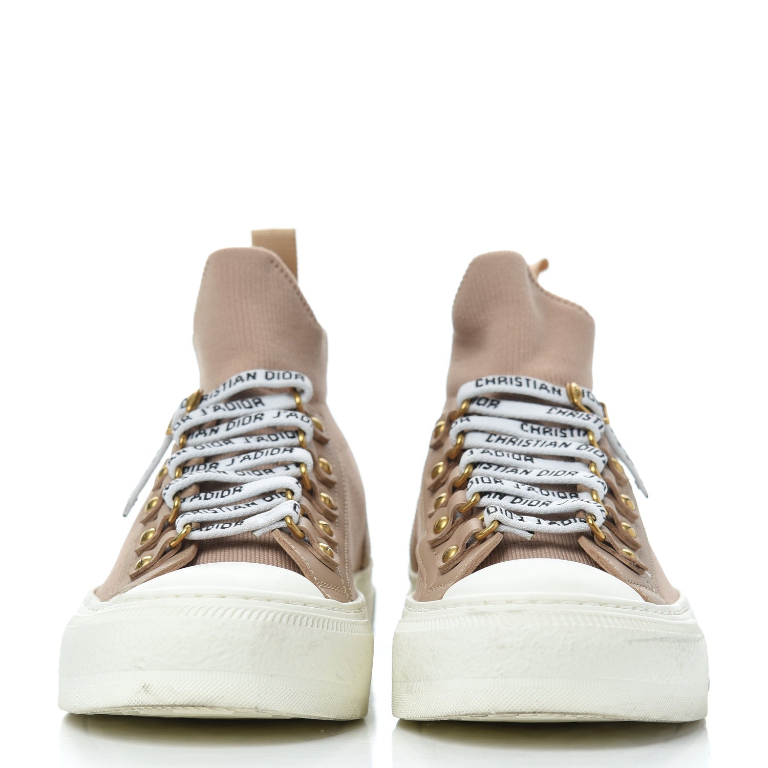 Christian Dior Technical Knit Womens Walk'n Dior High Top Sneakers 35.5 Nude 2 of 16
