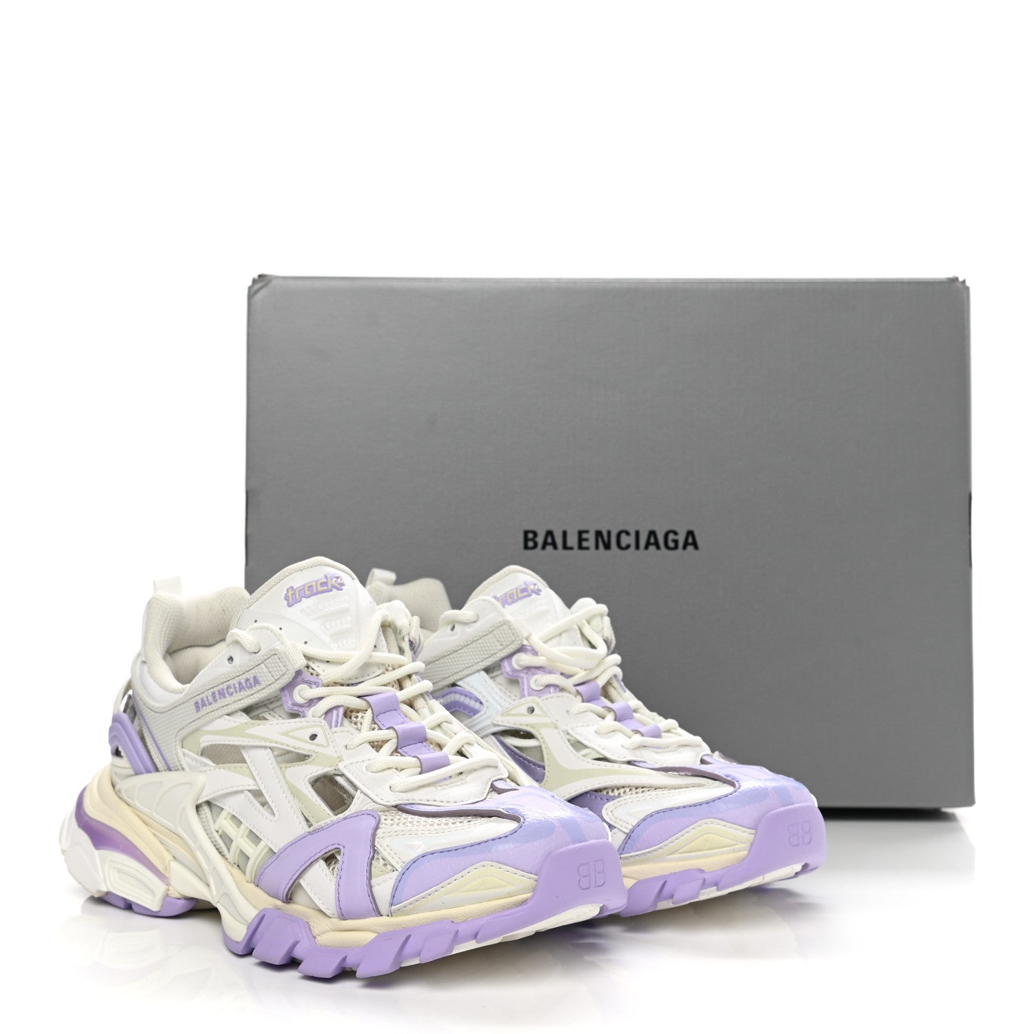 Balenciaga Rubber Mesh Tri-Color Womens Track.2 Open Sneakers 36 Lilac Beige Light Grey 9 of 9