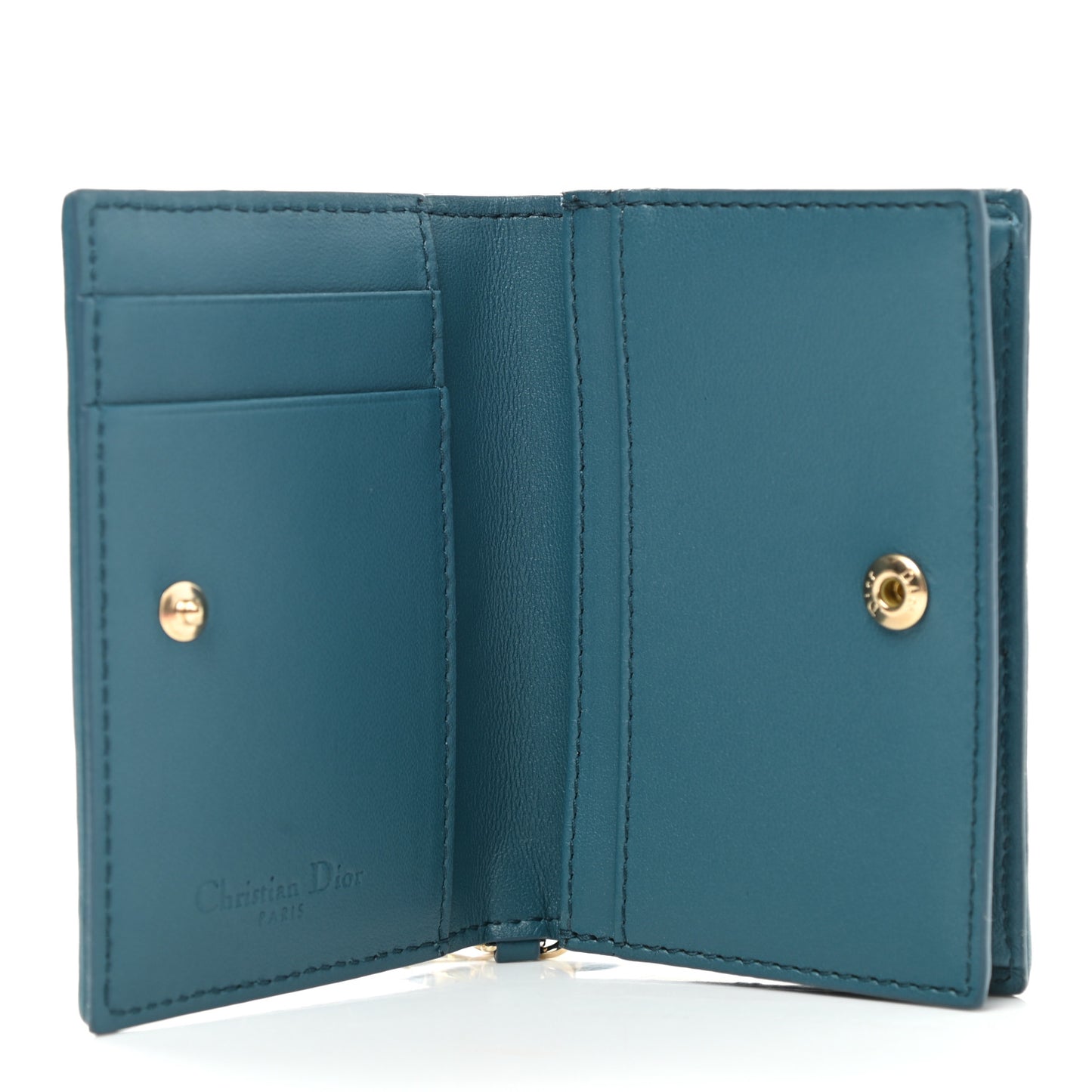 Lambskin Cannage Small Lady Dior Flap Card Holder Deep Ocean
