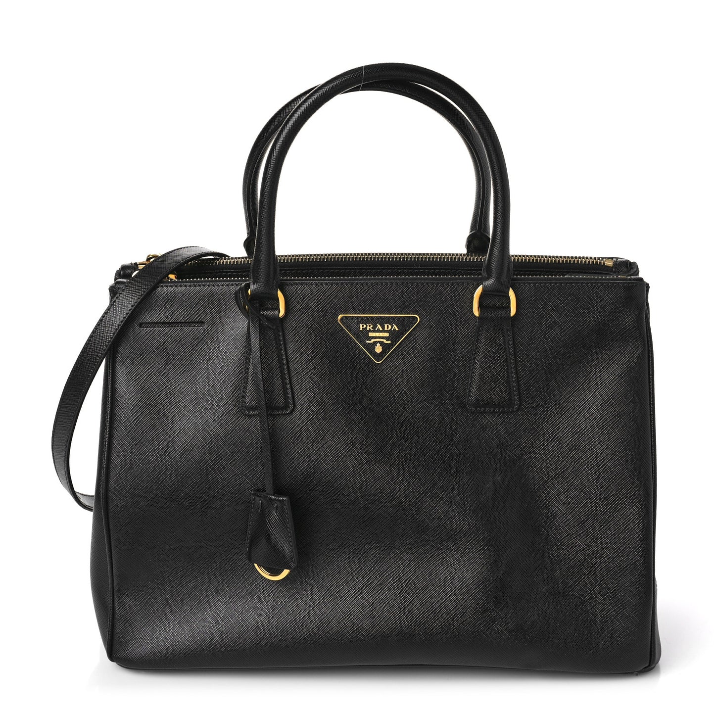 Saffiano Medium Galleria Double Zip Tote Black