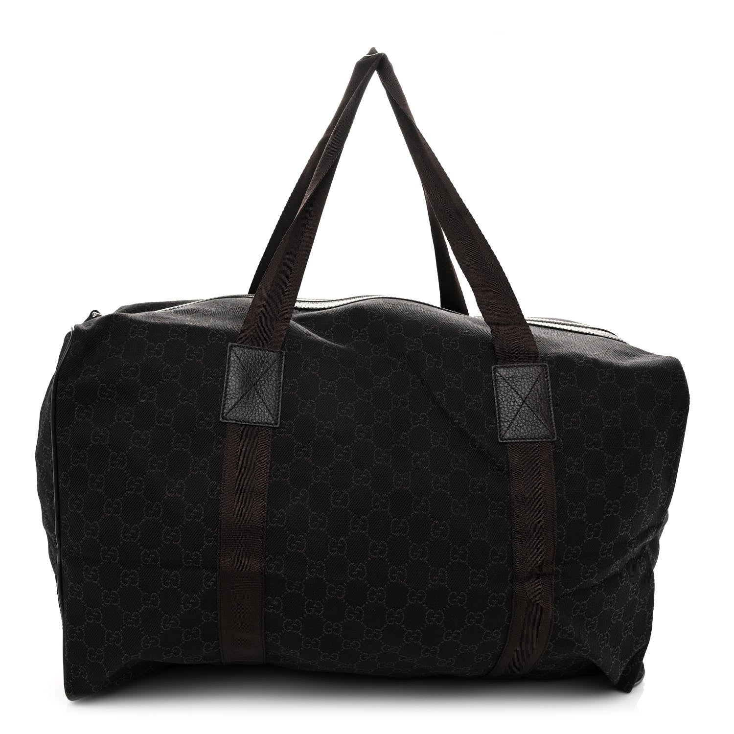 Gucci Denim Monogram Large Collapsible Carry On Duffle Bag Brown 2 of 10