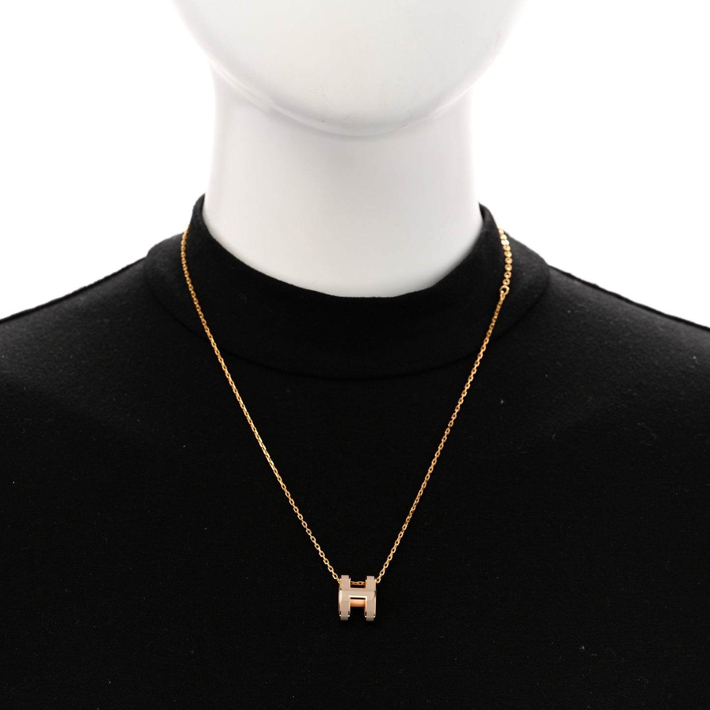 Lacquered Gold Pop H Pendant Necklace Marron Glace