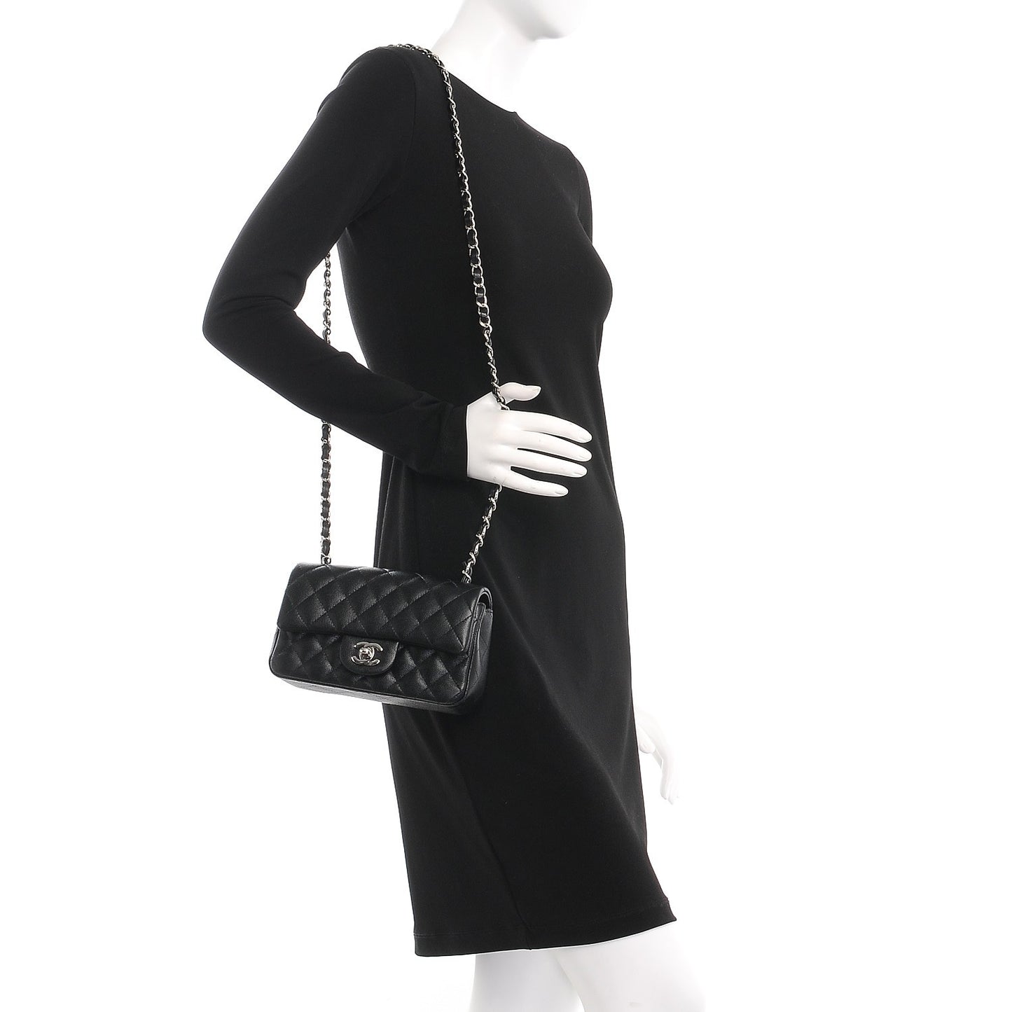 Caviar Quilted Mini Rectangular Flap Black