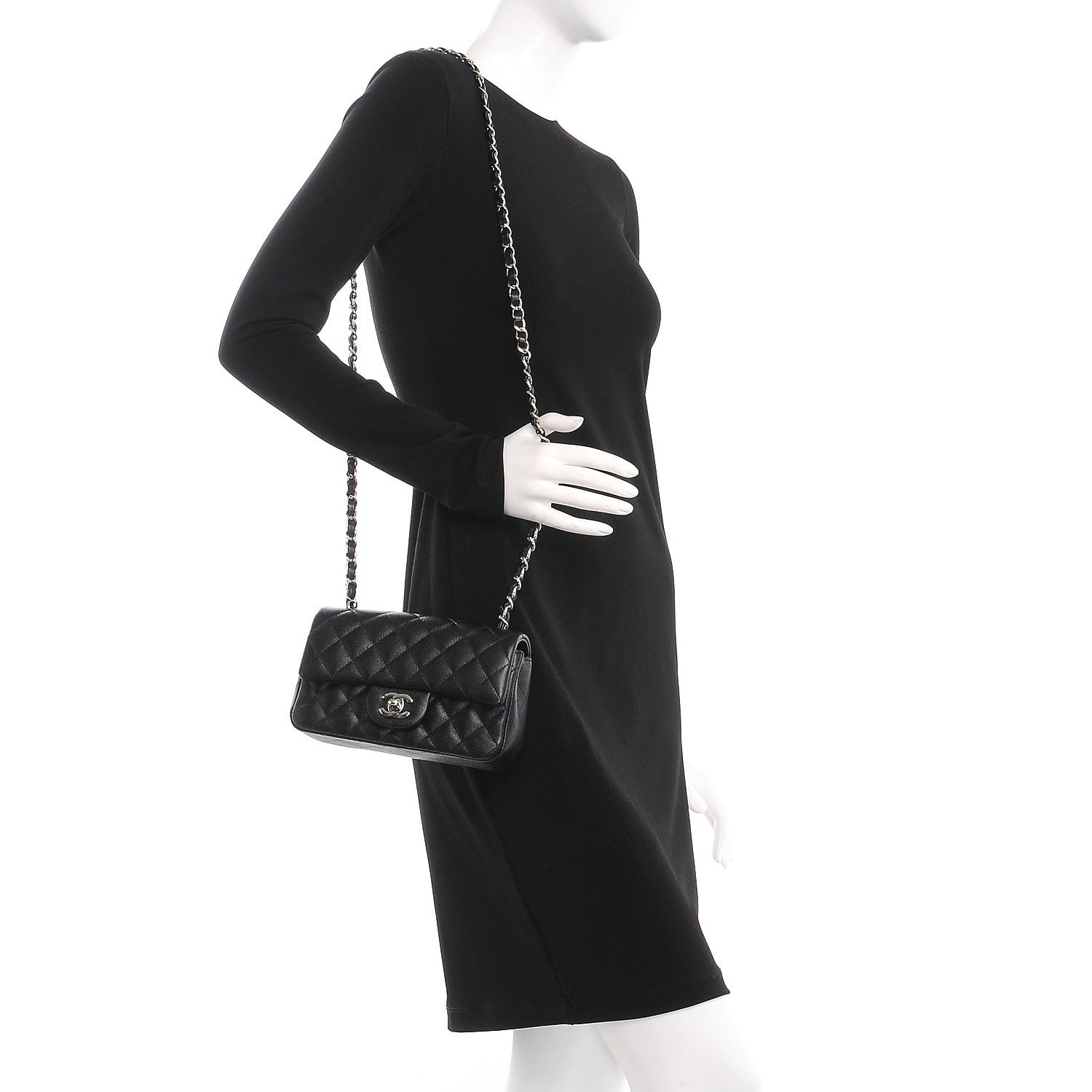 Chanel Caviar Quilted Mini Rectangular Flap Black 2 of 10