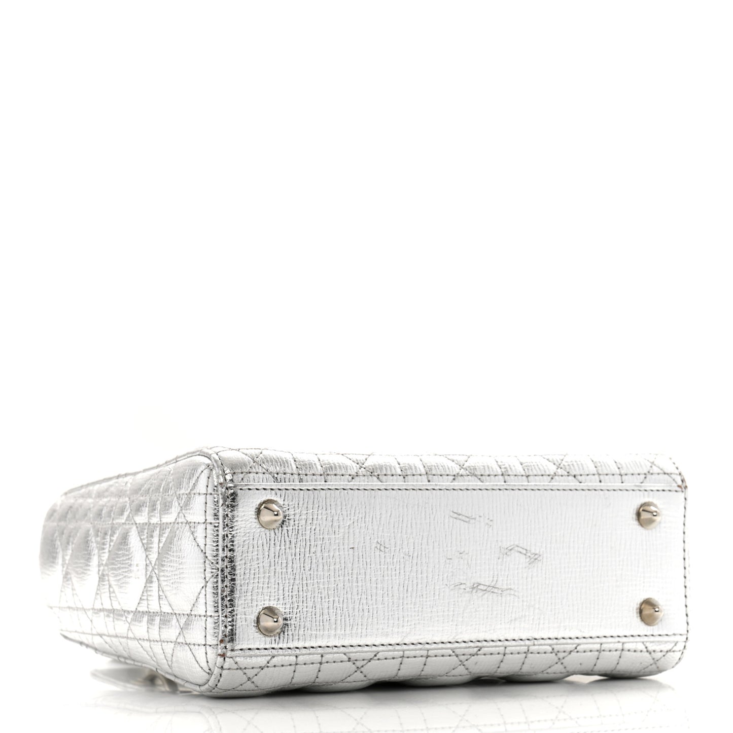 Metallic Grained Calfskin Cannage Small Lucky Badges My Lady Dior Silver
