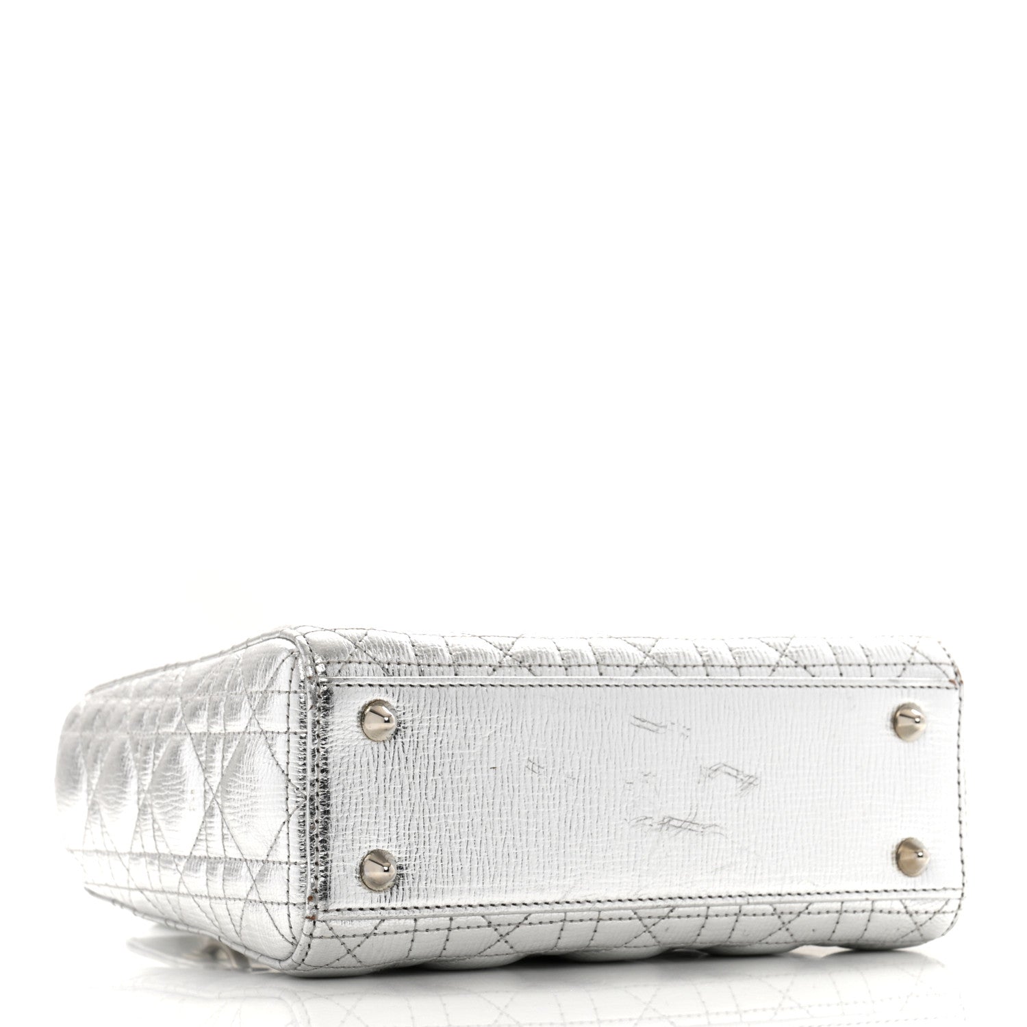 Christian Dior Metallic Grained Calfskin Cannage Small Lucky Badges My Lady Dior Silver 4 of 14