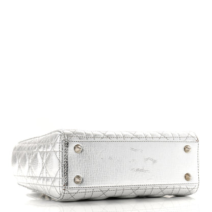 Christian Dior Metallic Grained Calfskin Cannage Small Lucky Badges My Lady Dior Silver 4 of 14