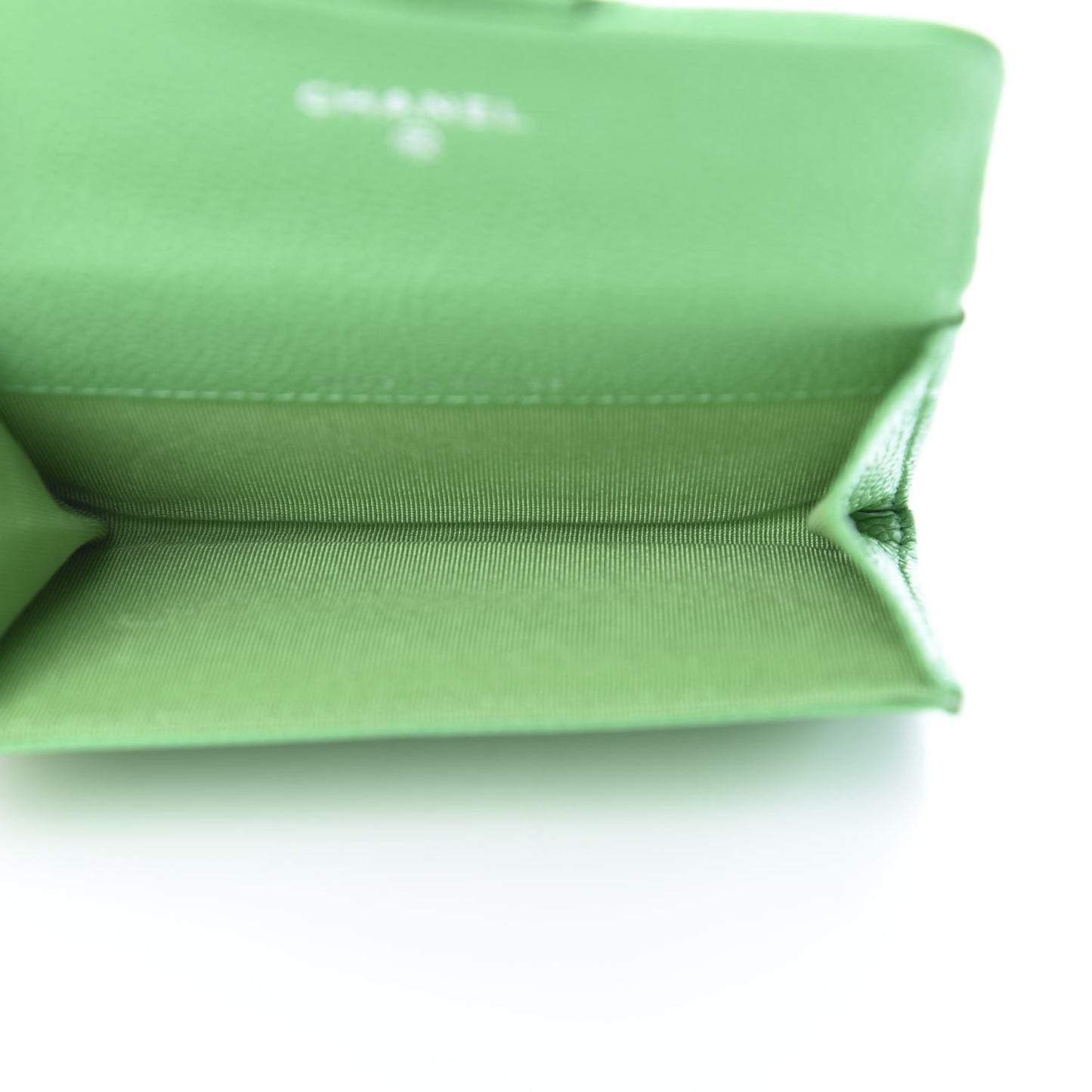 Caviar Chevron Quilted Flap Card Holder Green