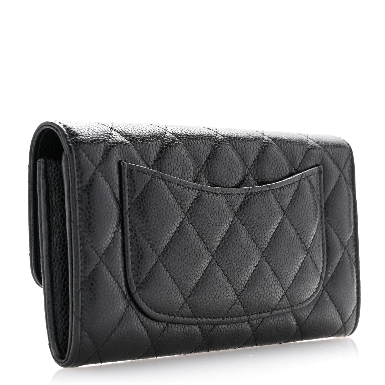 Chanel Caviar Quilted Large Gusset Flap Wallet Black 3 of 9