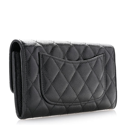 Chanel Caviar Quilted Large Gusset Flap Wallet Black 3 of 9