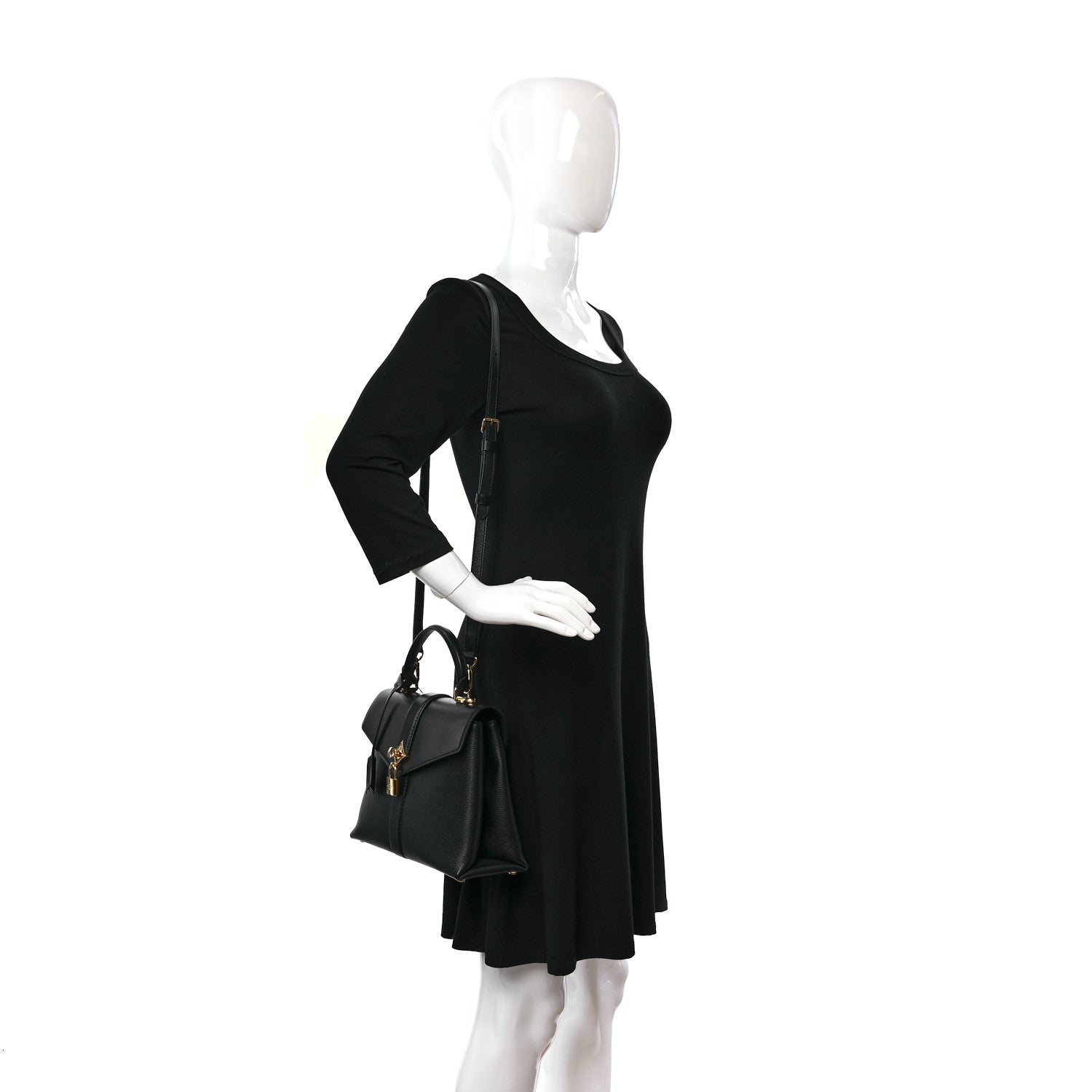 Louis Vuitton Grained Smooth Calfskin Rose Des Vents PM Black 2 of 11