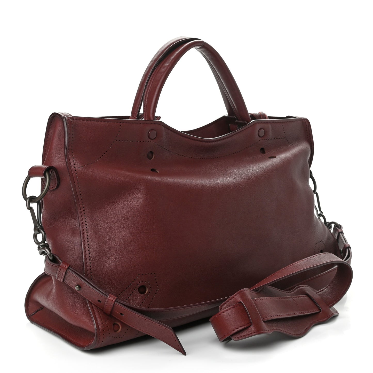 Veau Soyeux Perforated Blackout Hardware City Rouge Bordeaux