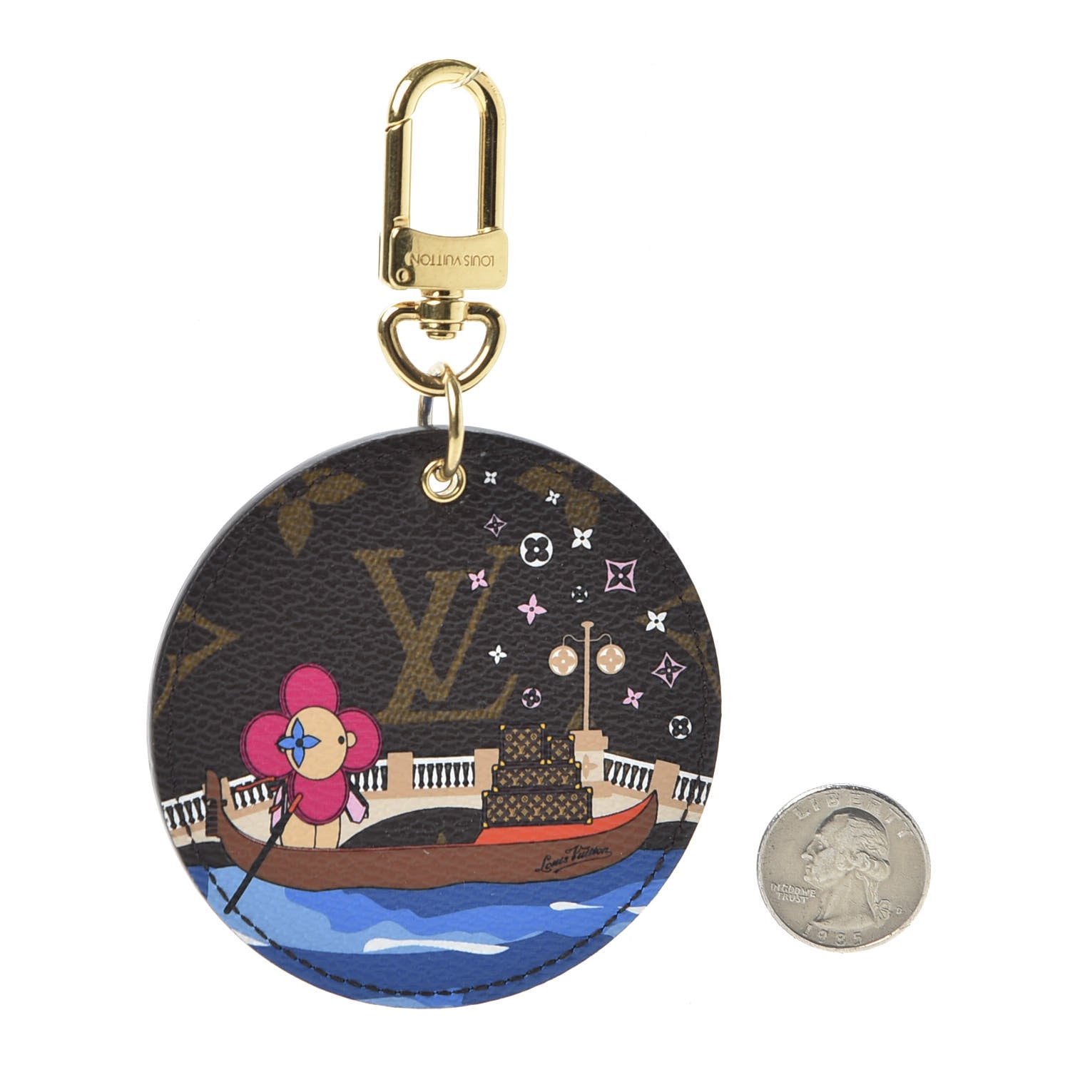 Louis Vuitton Monogram 2019 Christmas Animation Venice Bag Charm Key Ring Blue 5 of 6